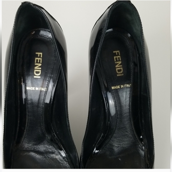 Fendi Women's Black Peep Toe Pumps - Picture 3 of 6